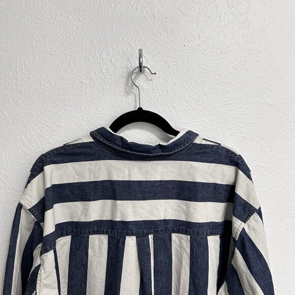 Levi’s Silver Tab Shirt Men’s Blue Denim Striped Long Sleeve Oversized Size L - Picture 7 of 11